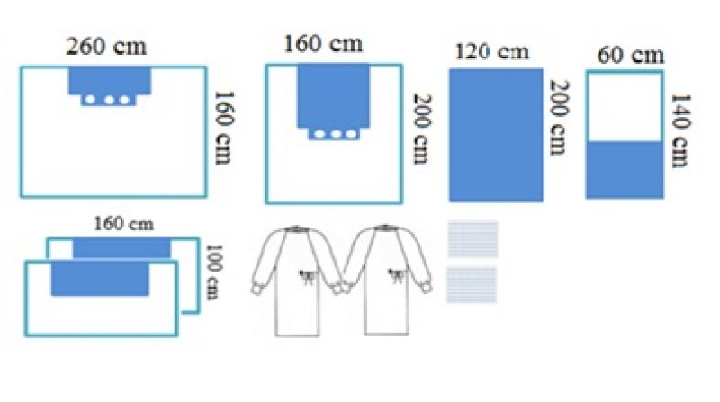 KIT CIRÚRGICO UNIVERSAL ESTÉRIL VIII COM 2 AVENTAIS E MESA MAYO